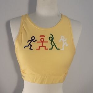 Peleton Sports bra with Colorful Stick Figures